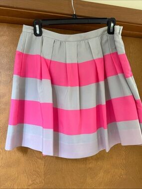 J Crew Women's Pink & Gray Striped Pleated Skirt
